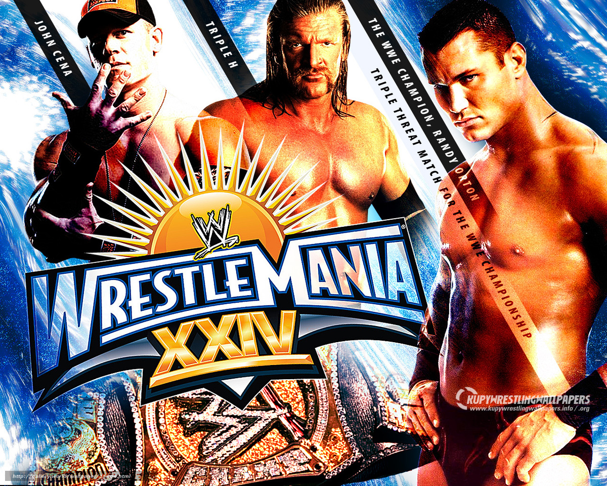Download Wallpaper Рестлингмания 24, Wrestlemania Xxiv, - Triple H Randy Orton John Cena Wrestlemania - HD Wallpaper 