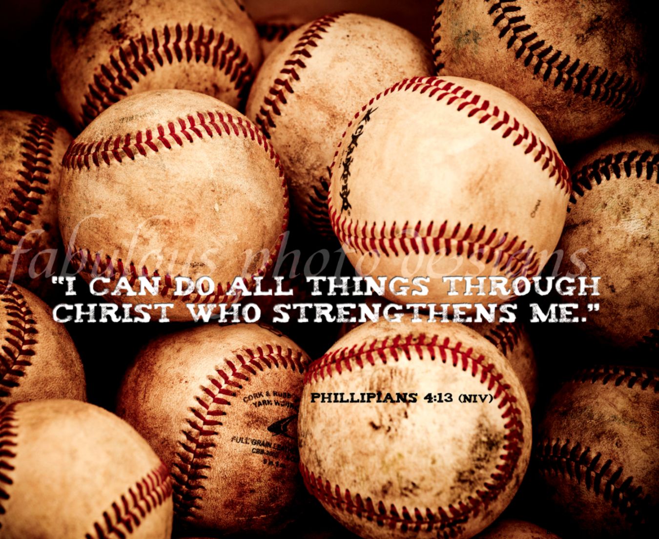 Vintage Baseball Portrait Boys Room Decor Christian - Philippians 4 13 Baseball - HD Wallpaper 