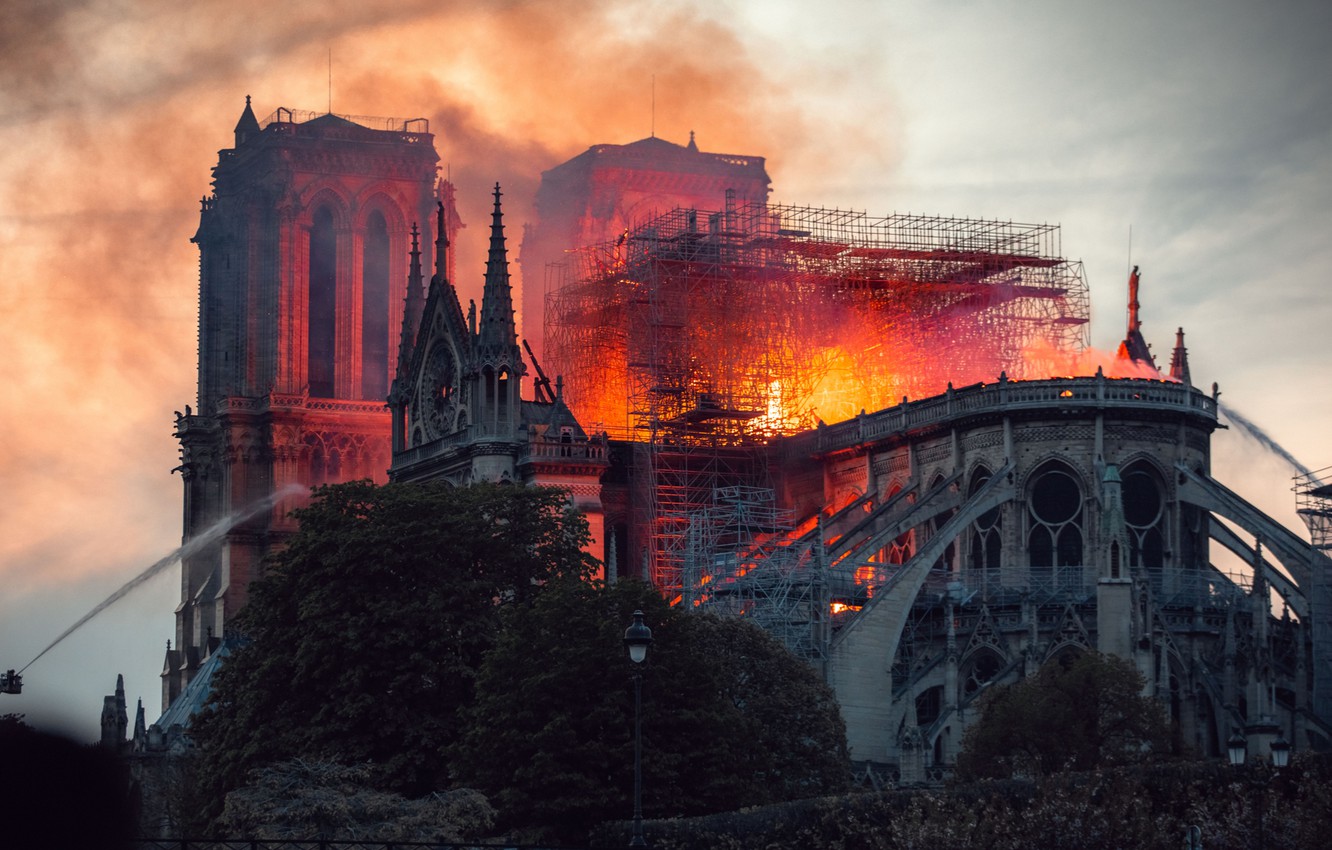 Photo Wallpaper Fire, Paris, France, Notre Dame Cathedral - Notre Dame De Paris - HD Wallpaper 