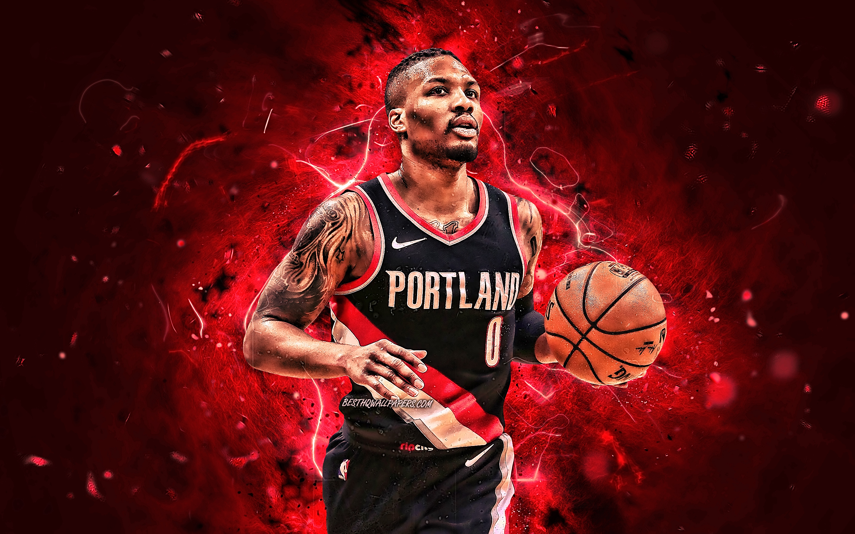 Damian Lillard, Black Uniform, Nba, Portland Trail - Damian Lillard Wallpaper 2019 - HD Wallpaper 