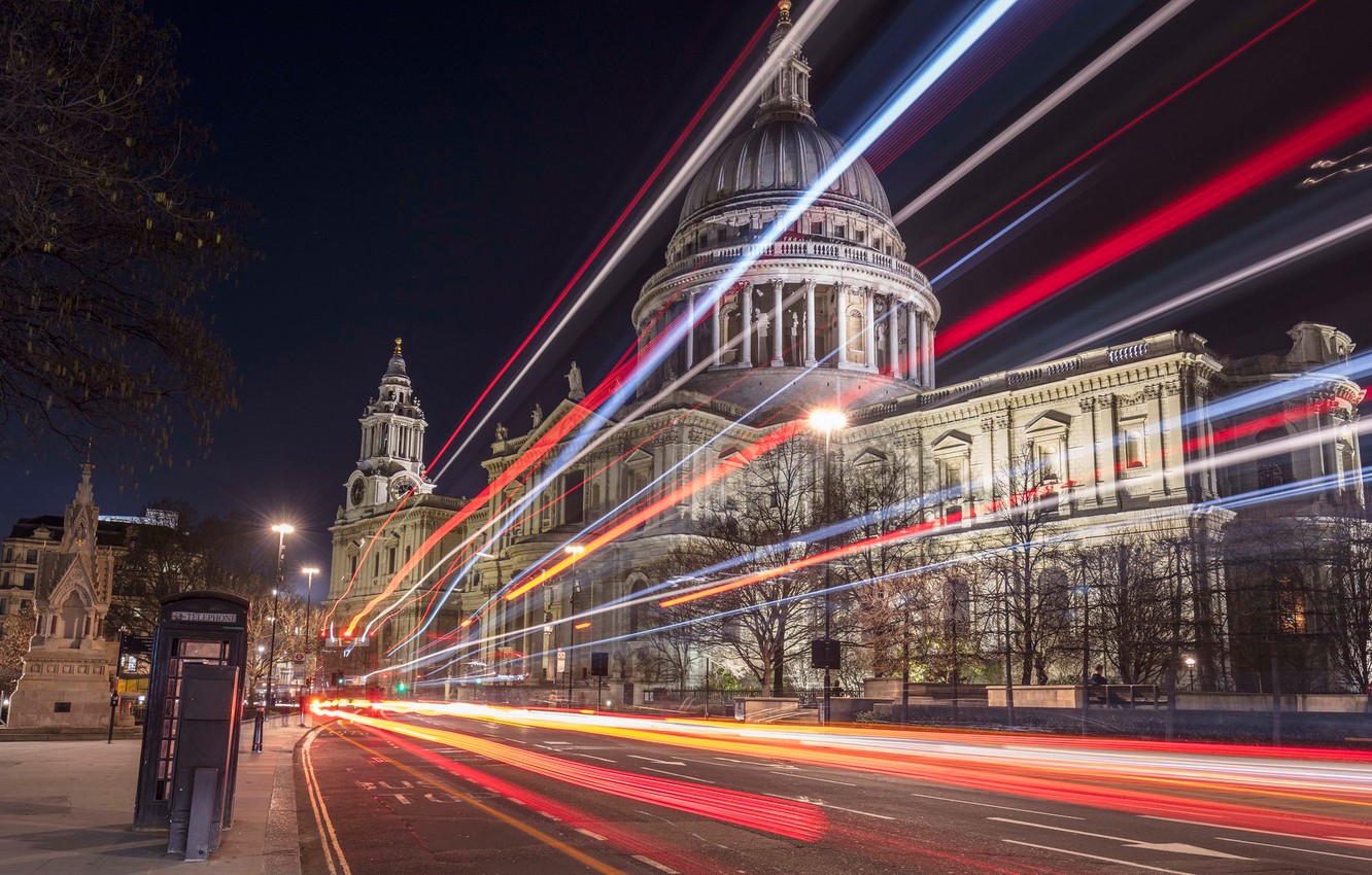 Photo Wallpaper Light, Street, The Building, England, - Night - HD Wallpaper 