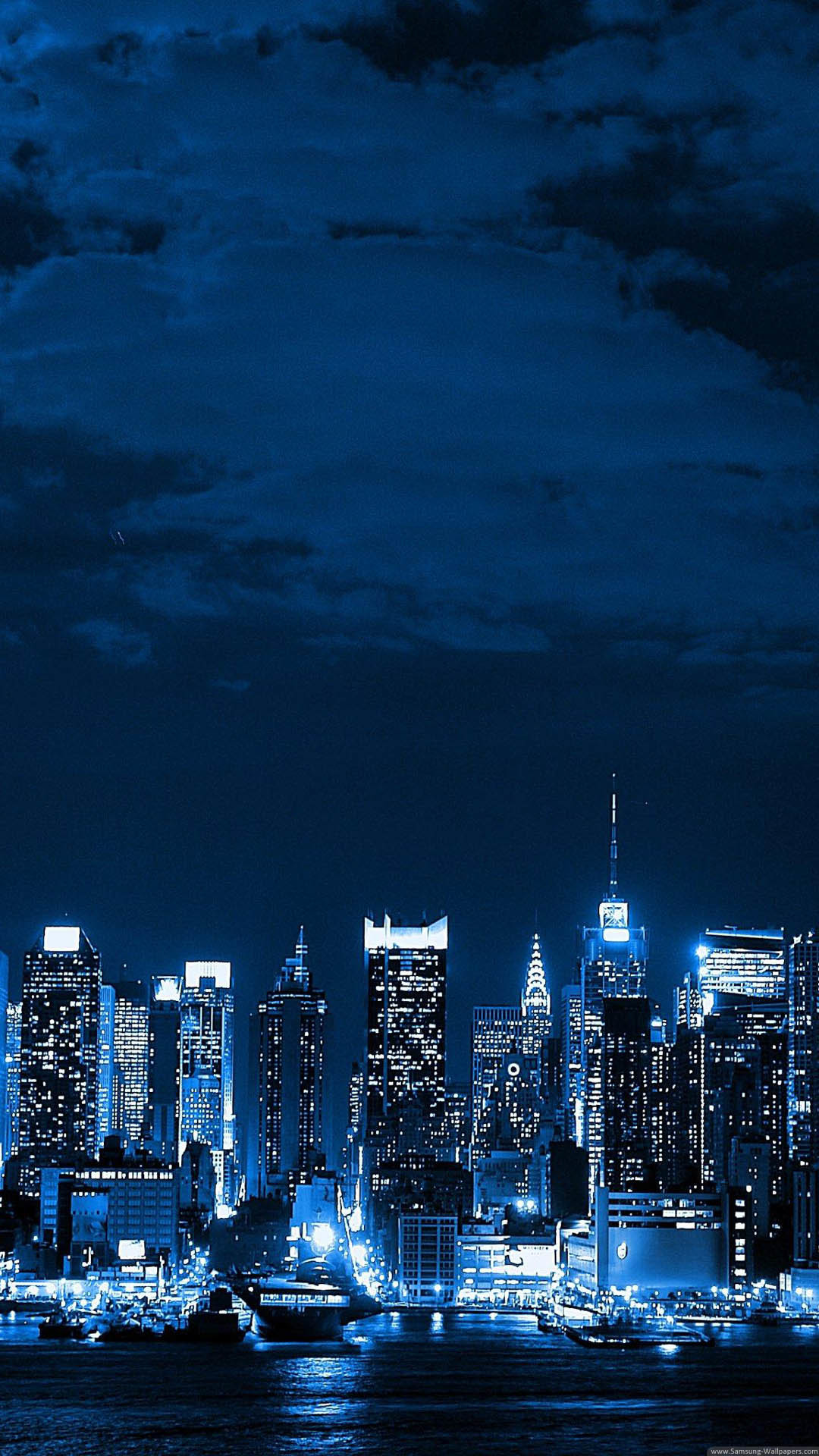 Metropolis Big City Night Skyline Iphone 7 Plus Hd - View Of New York - HD Wallpaper 