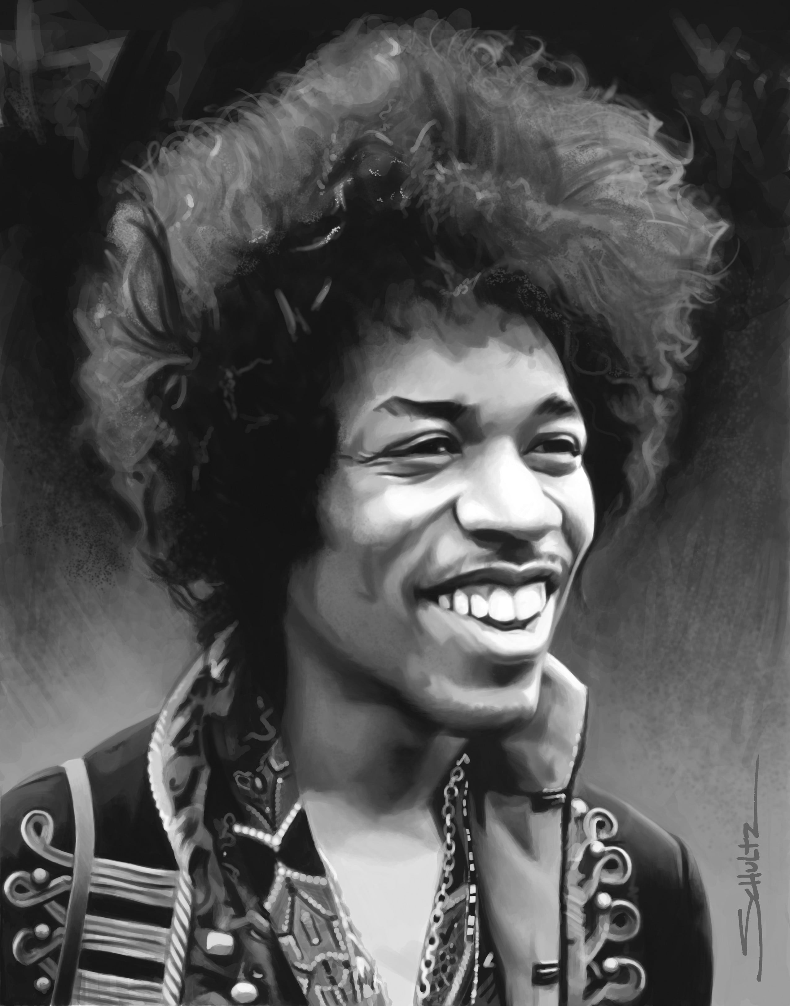 Smiling Jimi Hendrix - HD Wallpaper 