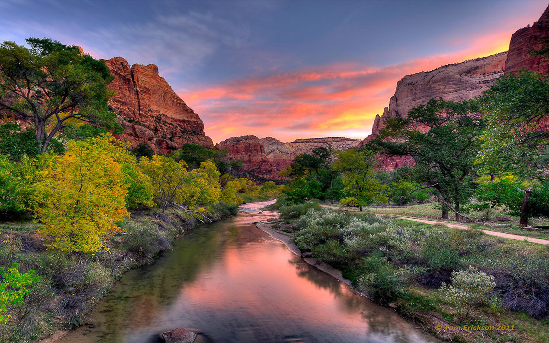 Virgin River Zion National Park - HD Wallpaper 