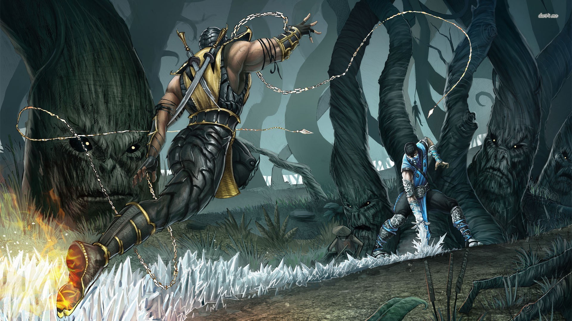 Mortal Kombat Scorpion Sub Zero Fighting - HD Wallpaper 