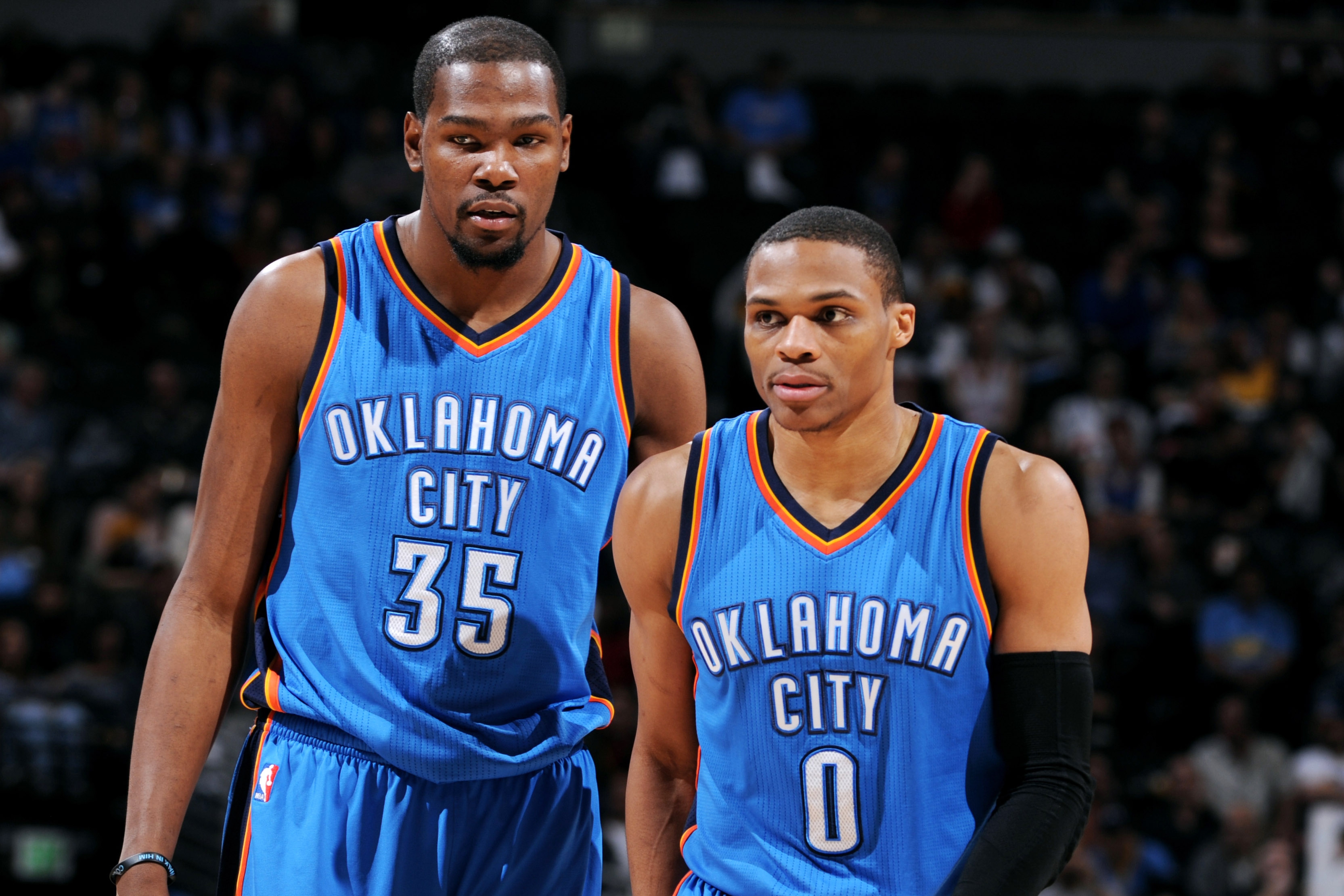Oklahoma City Thunder Computer Wallpaper - Russell Westbrook And Kd - HD Wallpaper 