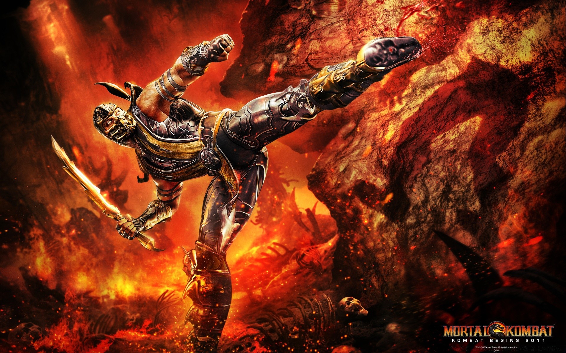 Mortal Kombat Painting Art Exploration Flame One - Mortal Kombat 9 Обои - HD Wallpaper 