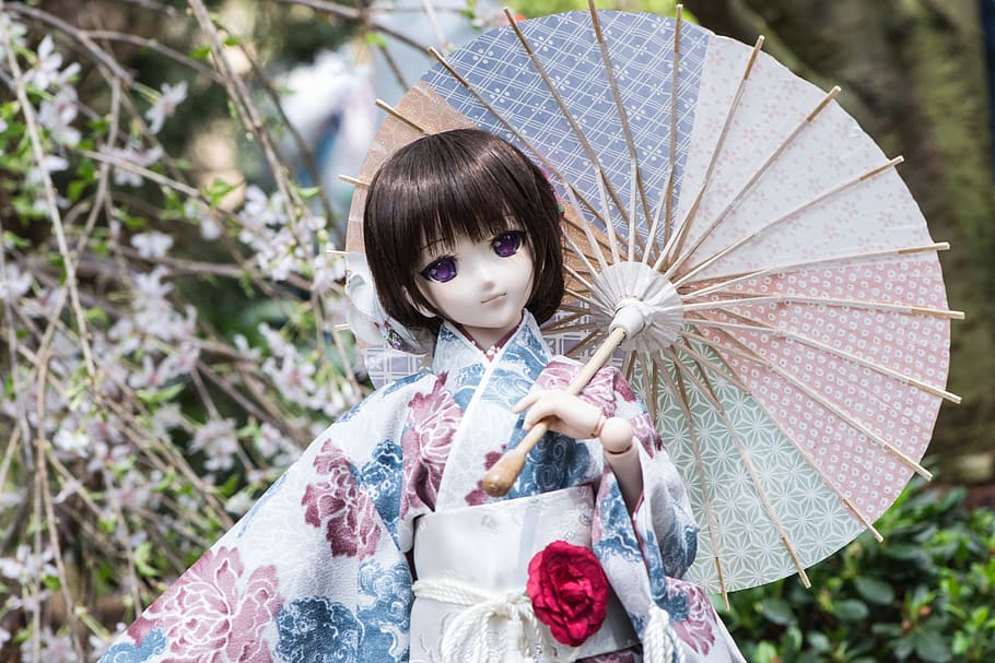Nature, Lovely, Flower, Summer, Kimono, Umbrella, Baby - Girls Day Japan Hinamatsuri - HD Wallpaper 