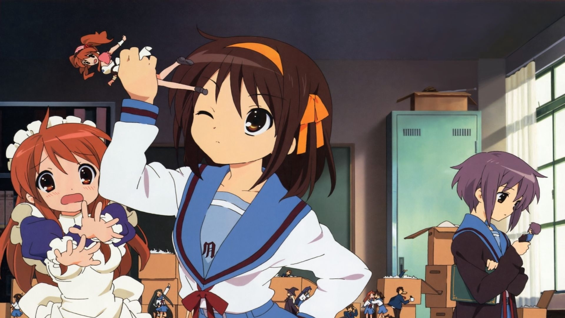 Wallpaper Girls, Doll, Class At School, Quarrel, Emotion - Melancholy Of Haruhi Suzumiya - HD Wallpaper 