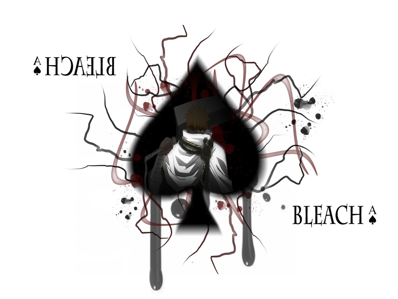 Bleach Kurosaki Ichigo Anime Ace Of Spades White Background - Illustration - HD Wallpaper 