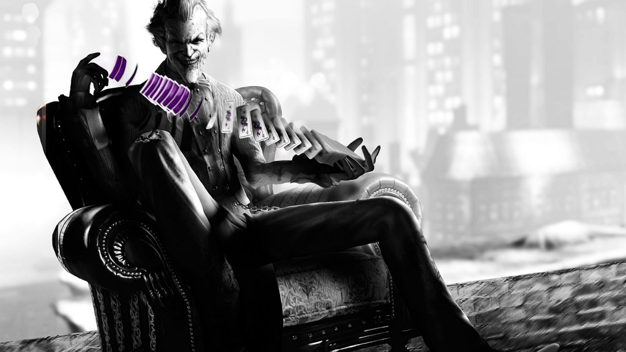 Joker, Poker Cards, Movies - Batman Arkham City Black And White - HD Wallpaper 