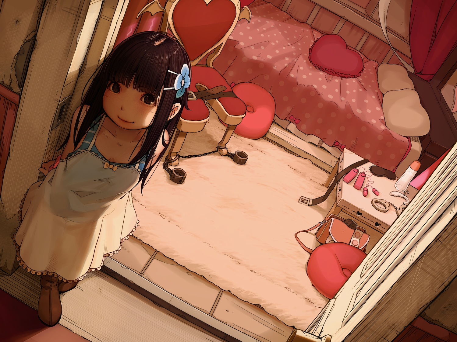 Apron Bed Blindfold Boots Brown Eyes Brown Hair Condom - Kagamine Ikka エロ - HD Wallpaper 