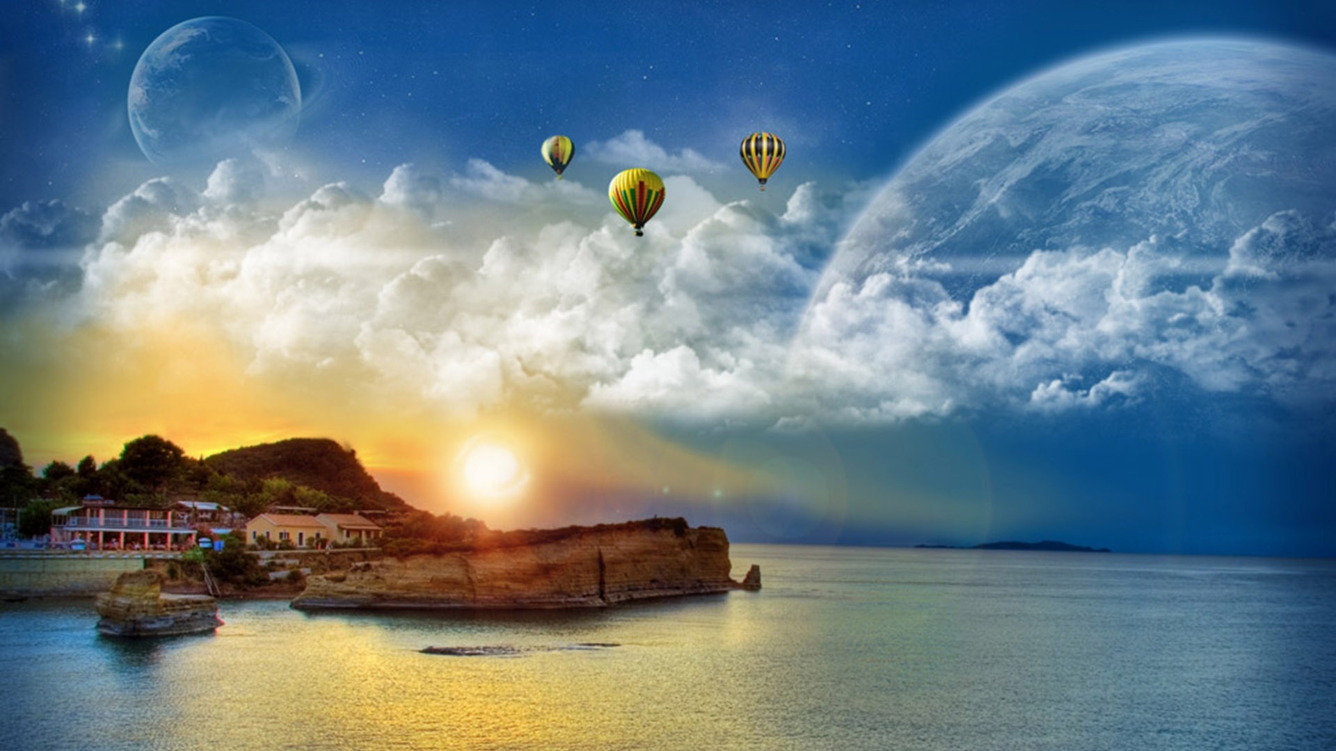 Balloon In The Sky Fantasy - HD Wallpaper 