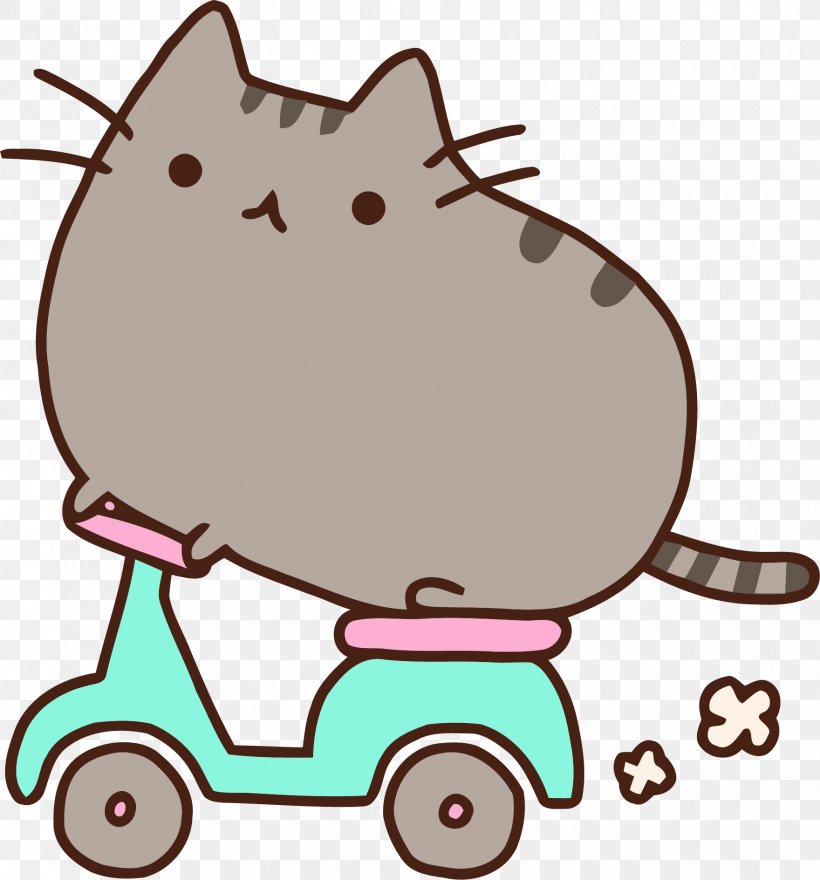 Pusheen Cat On Scooter - HD Wallpaper 