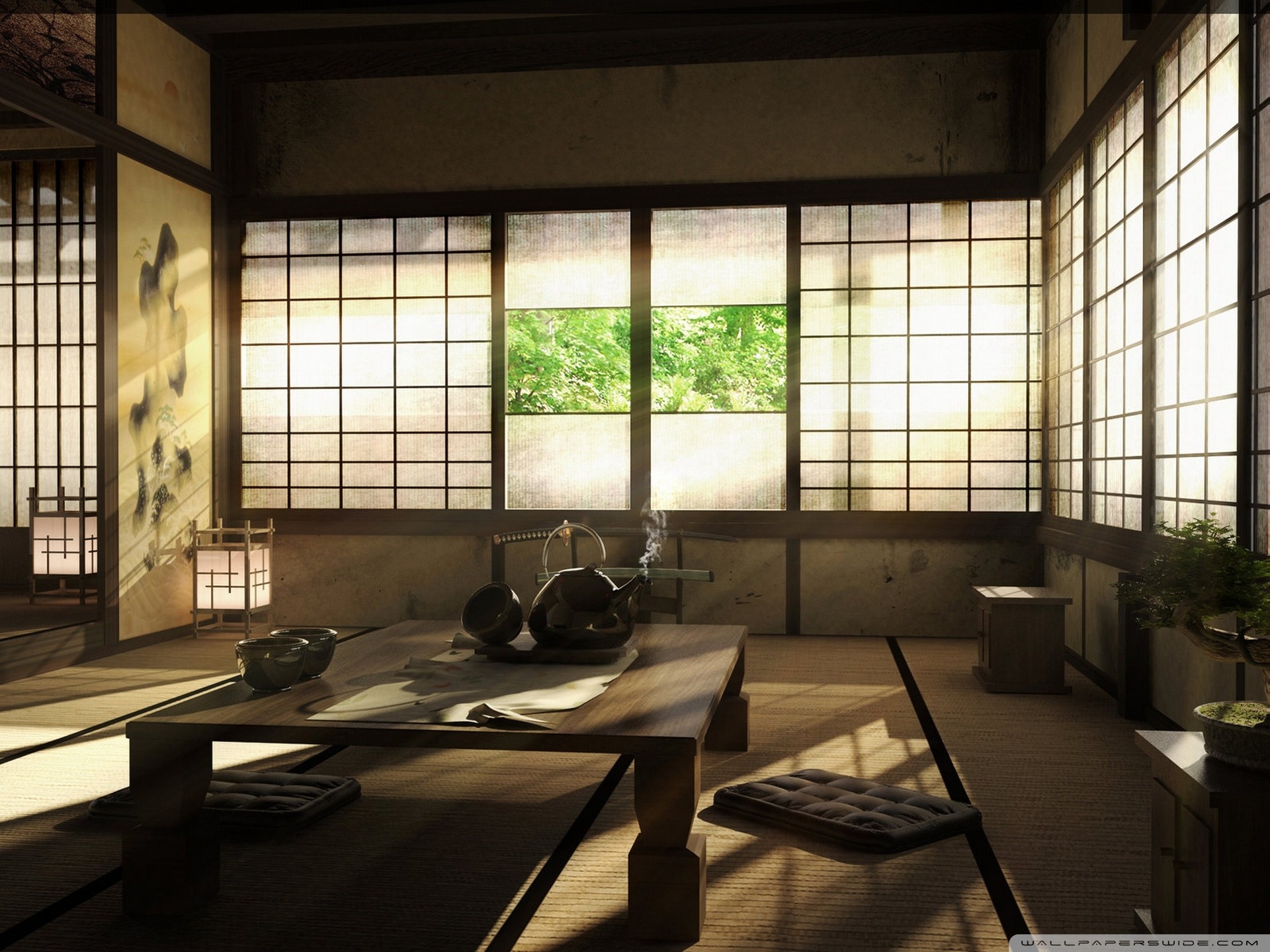 Anime Tea House Background - HD Wallpaper 