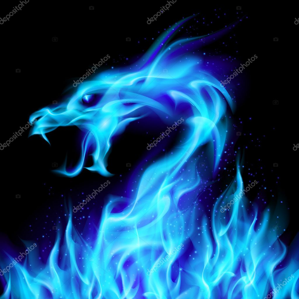 Blue Fire Dragon - HD Wallpaper 