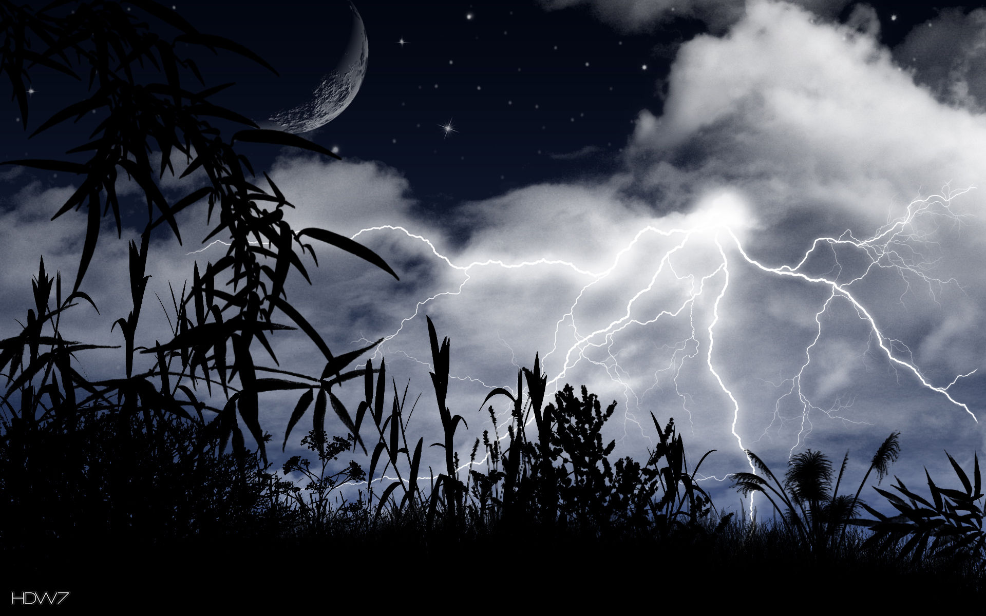 Lightning Storm In The Field Wallpaper - Fond D Écran Orage - HD Wallpaper 