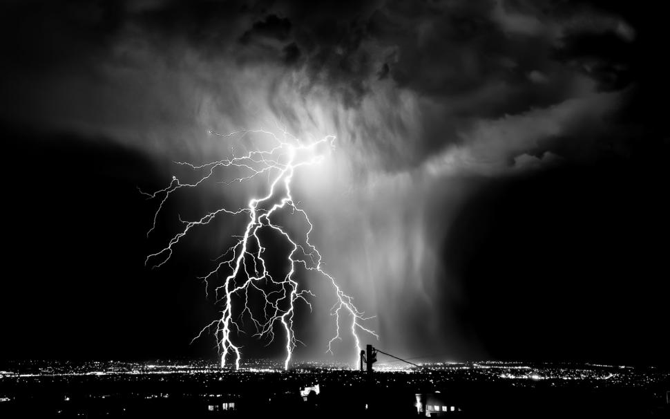 Lightning Storm Bw Hd Wallpaper,nature Hd Wallpaper,bw - Black And White Lightning - HD Wallpaper 