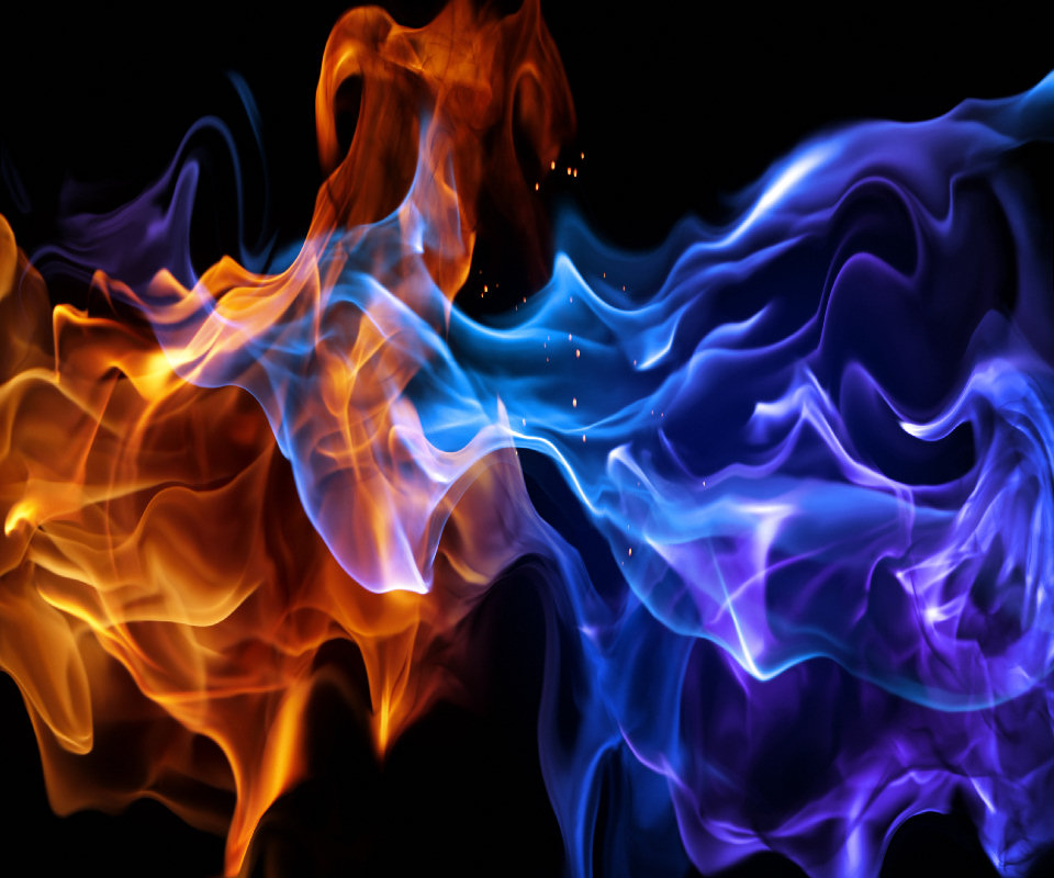 Orange And Blue Fire Background - HD Wallpaper 