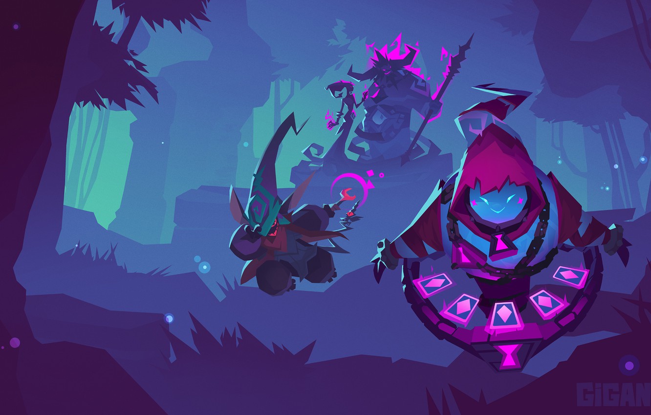 Photo Wallpaper Forest, Card, Color, Trees, Blue, Fire, - Gigantic Game Oru - HD Wallpaper 