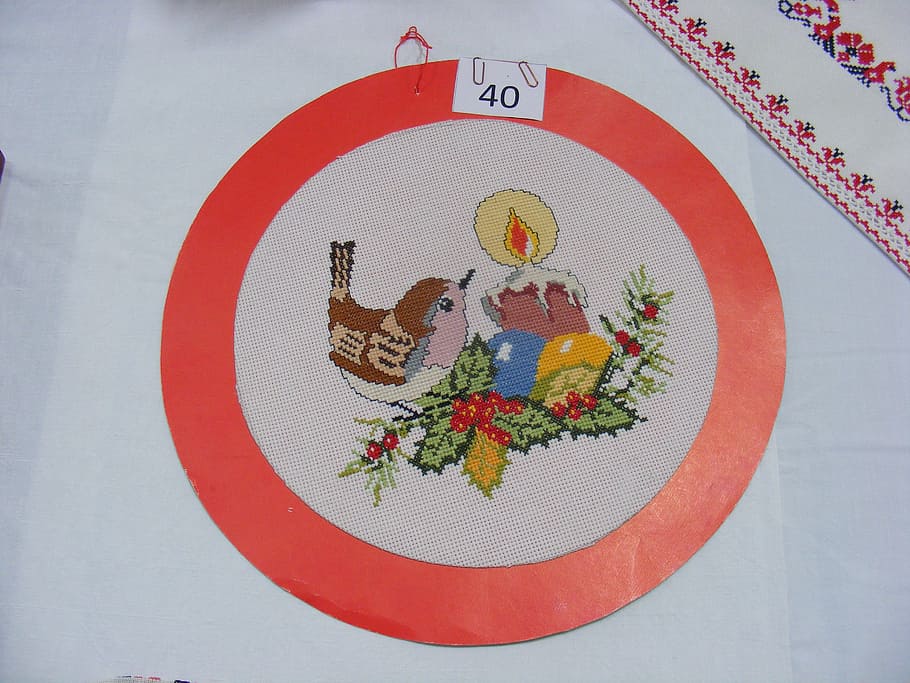 Motif Sulaman Benang Taplak Meja - HD Wallpaper 