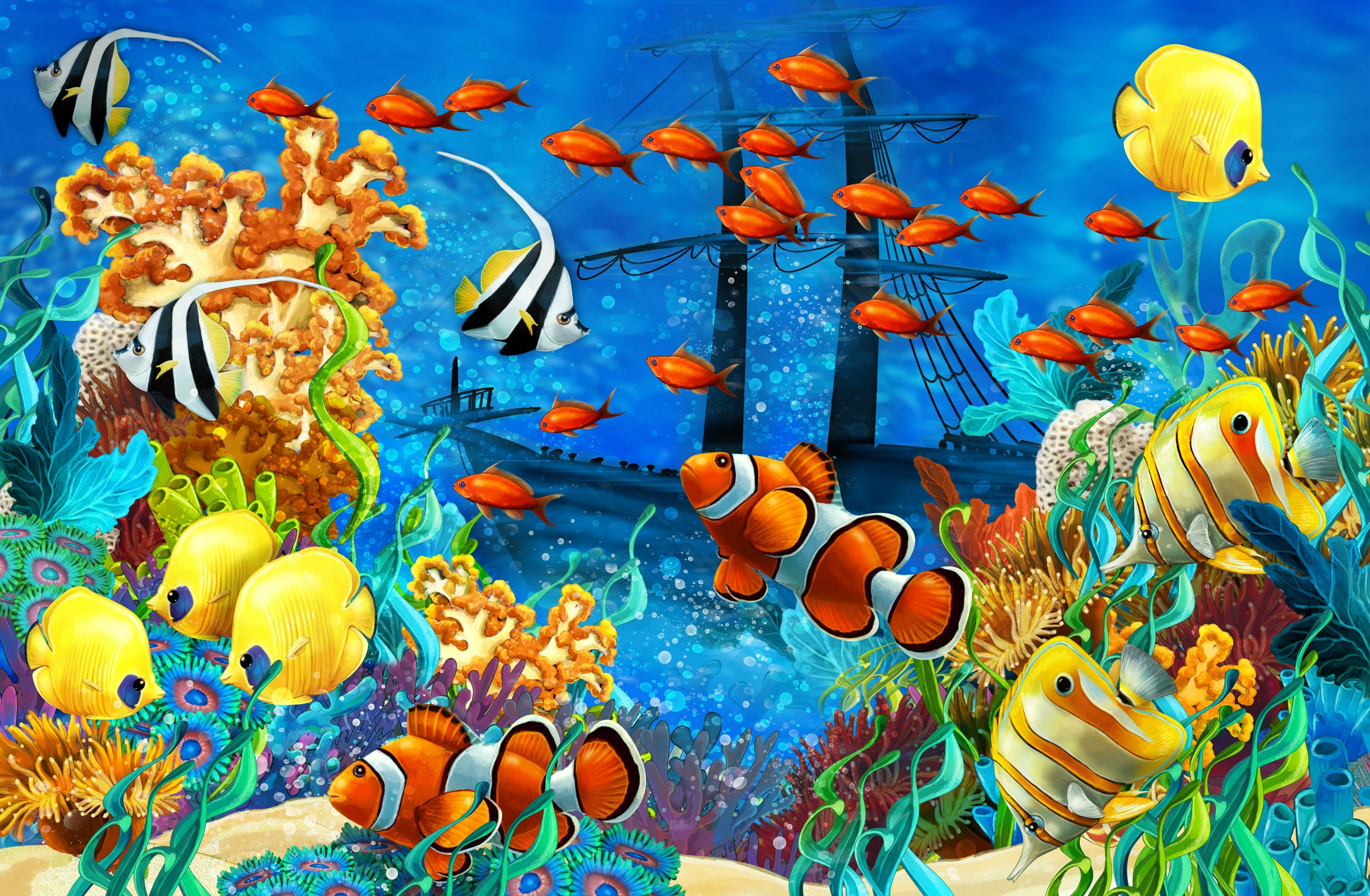 Ocean Fish Wallpaper Hd - HD Wallpaper 