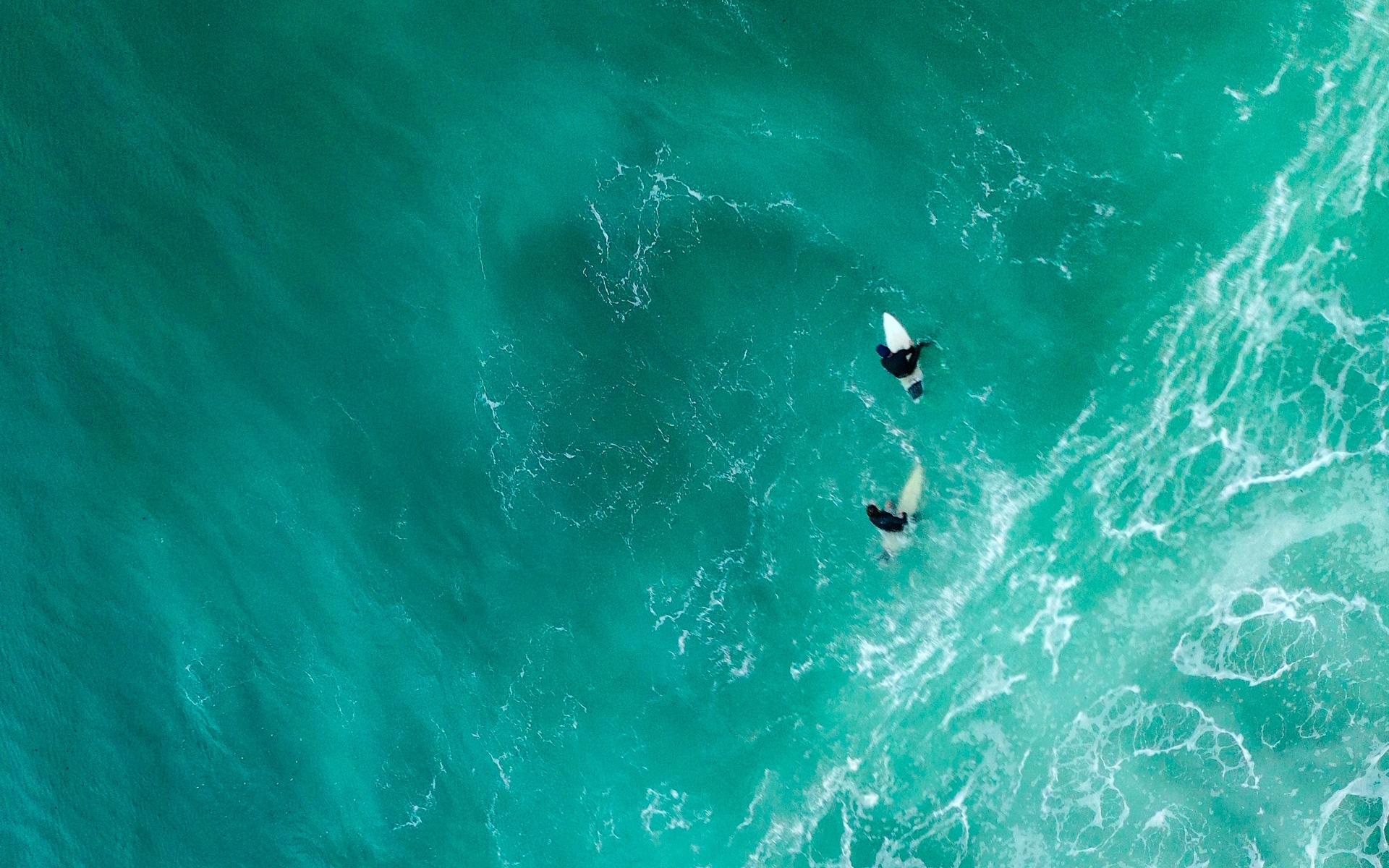 Wallpaper Sea, Surfers, Aerial View, Waves, Water - HD Wallpaper 