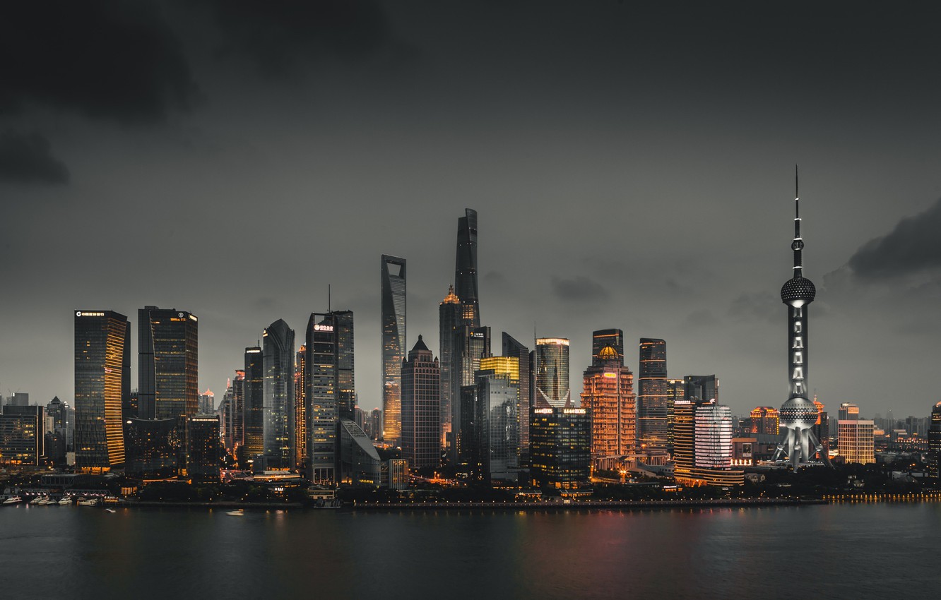 Photo Wallpaper The City, Lights, Building, China, - Shanghai - HD Wallpaper 