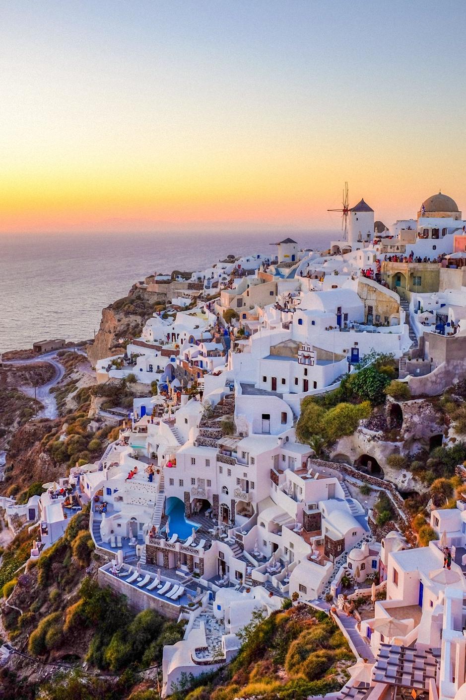 Greece Santorini White Houses Sea Sunset Santorini 939x1408 Wallpaper Teahub Io