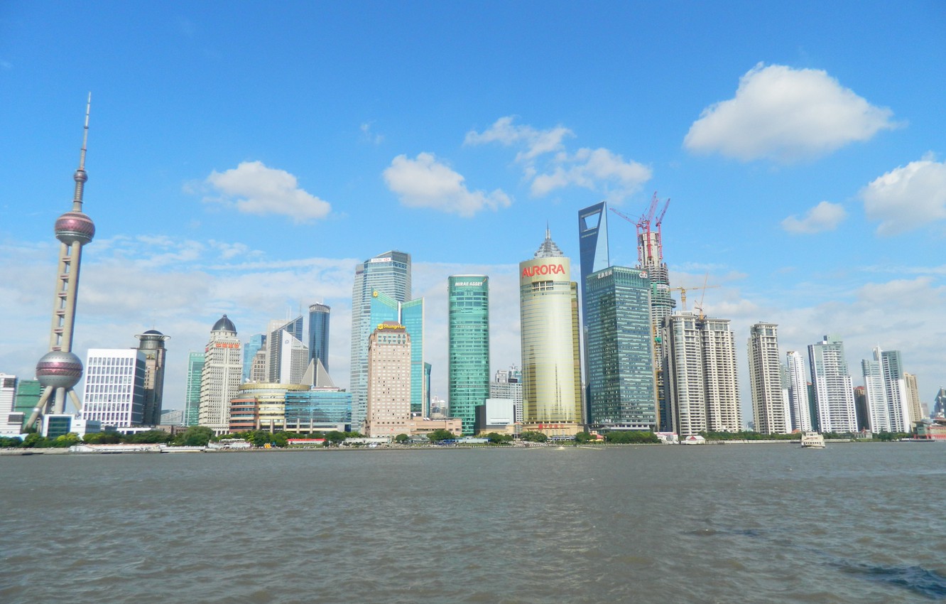 Photo Wallpaper China, Shanghai, City, Skyline, Skyscraper - Tower Block - HD Wallpaper 