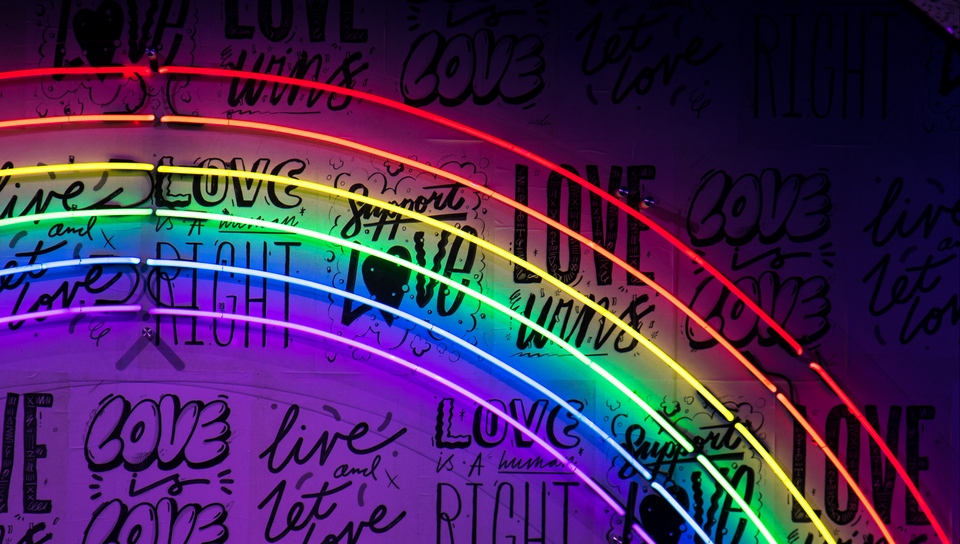 Wallpaper Neon, Lettering, Rainbow, Wall, Lights - Lgbt Cover Photos For Facebook - HD Wallpaper 