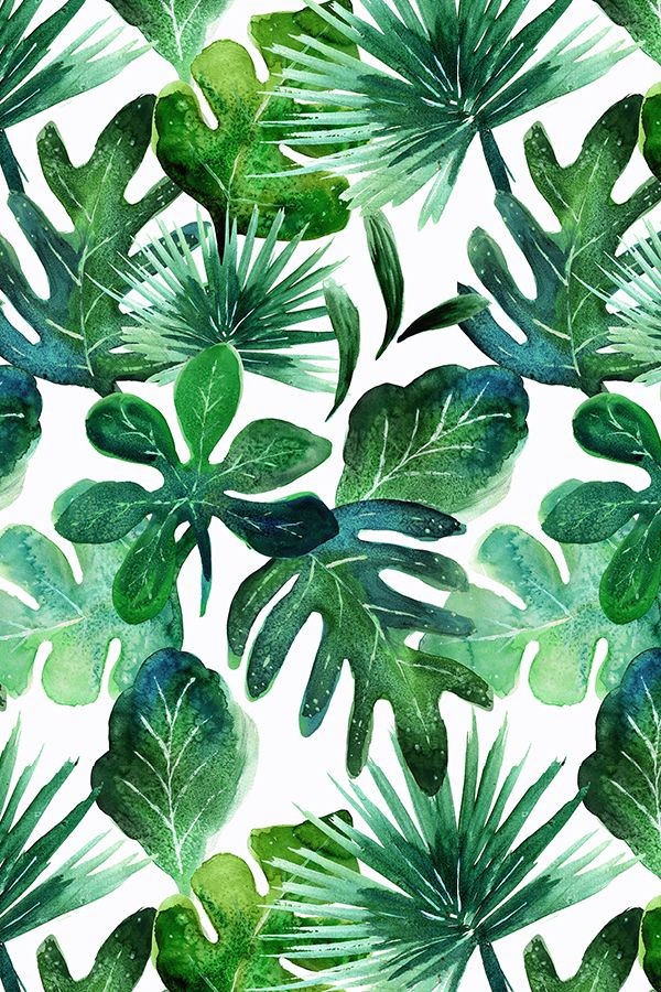 Tropical Leaves Wallpaper - Watercolor Tropical Leaves - HD Wallpaper 