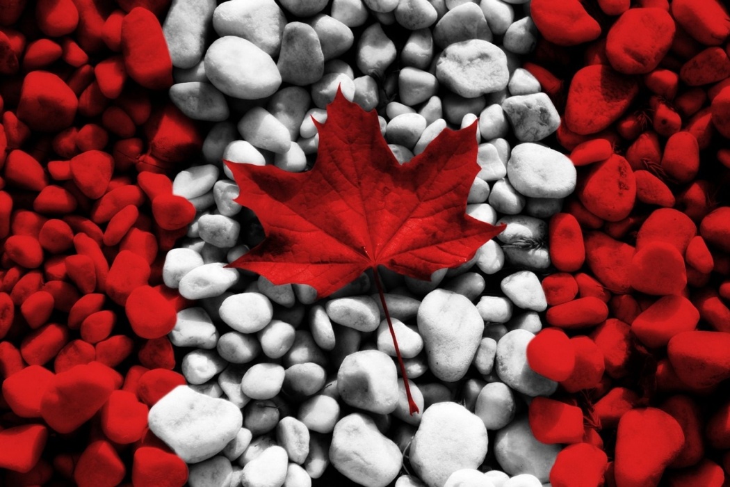 Canada Flag On Stones And Maple Leaf - Hd Wallpapers Canada Flag - HD Wallpaper 