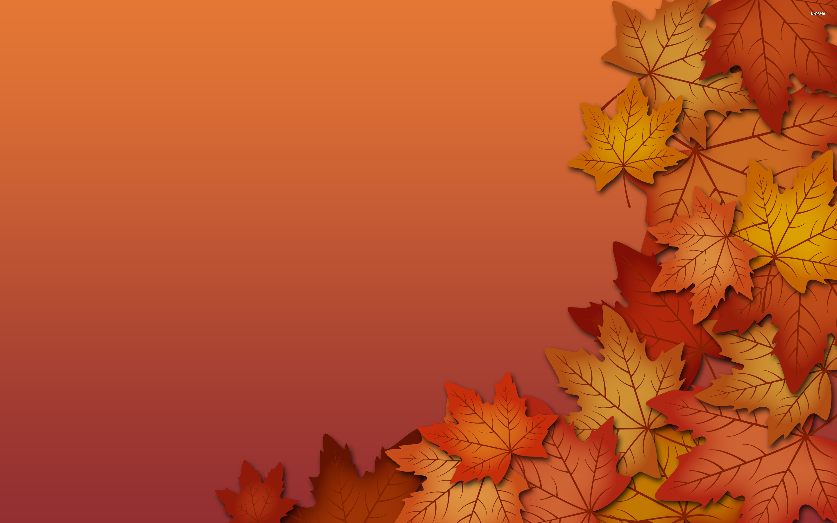 red fall leaves background