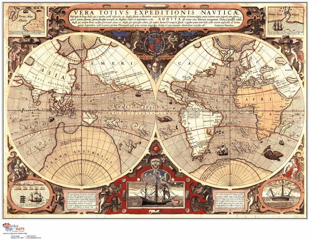 Sir Francis Drake World Map - HD Wallpaper 