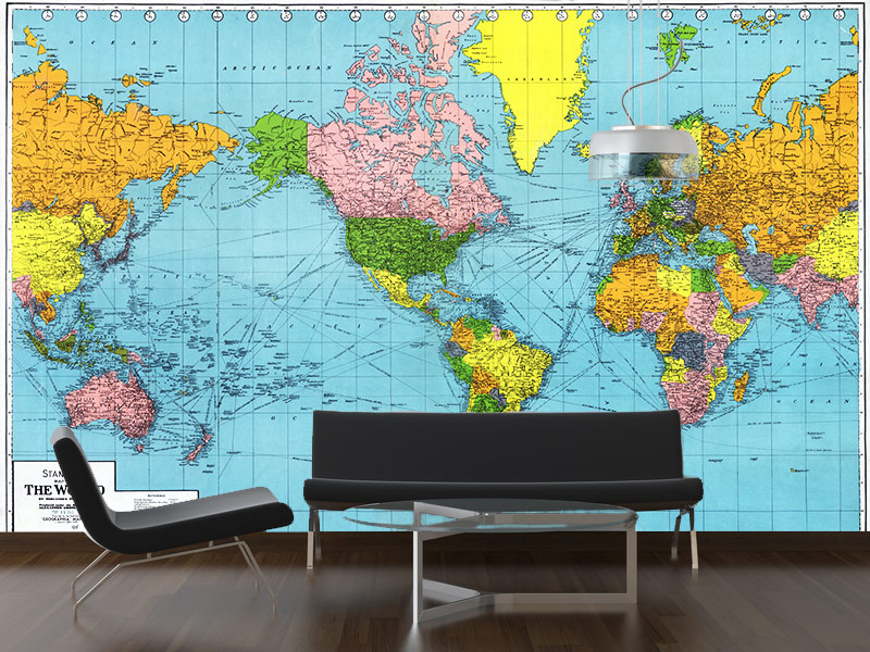 Old Music Sheet World Map Wall Mural Photo Wallpaper - World Map Wall Mural Australia - HD Wallpaper 