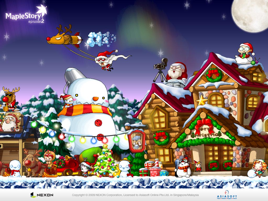 Maplestory Christmas Town - HD Wallpaper 