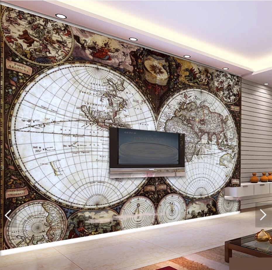 Vintage World Map Wallpaper - HD Wallpaper 