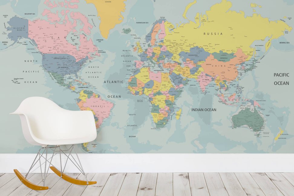 World Map Pastel - HD Wallpaper 