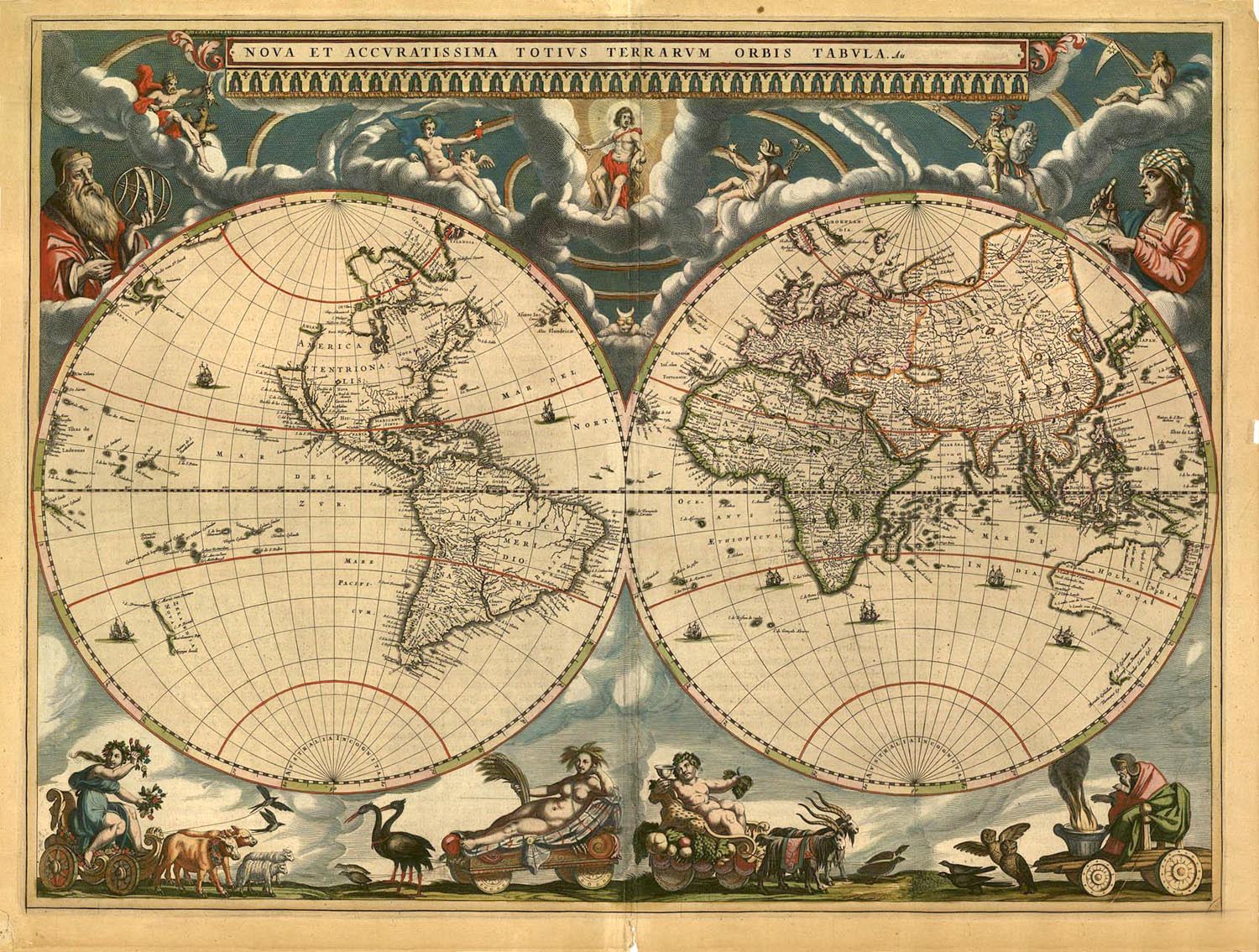 1664 World Map - HD Wallpaper 