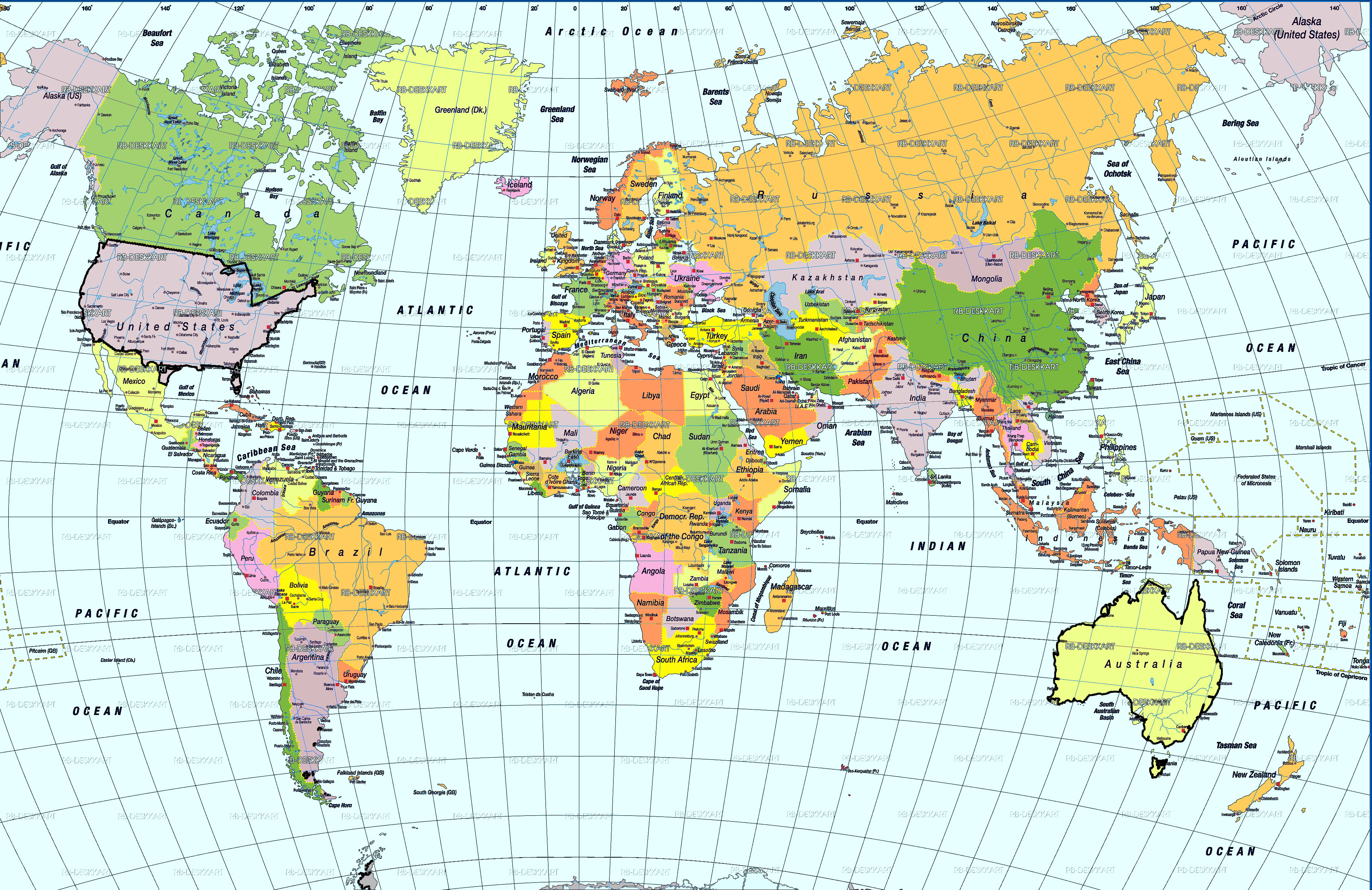 World Political Map Free - HD Wallpaper 