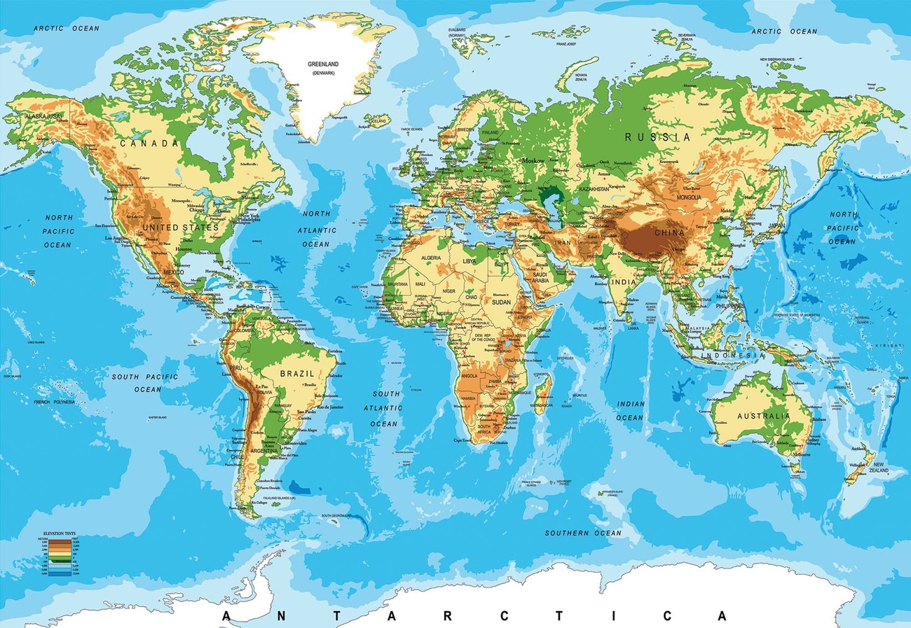 World Map Atlas Wallpaper Mural - Карта Мира - HD Wallpaper 