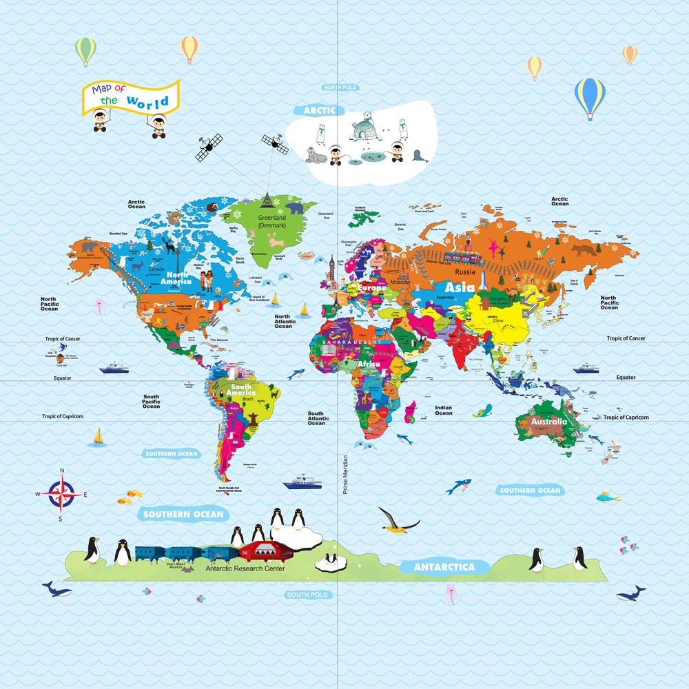 World Map For Wall Of Kids Room - HD Wallpaper 