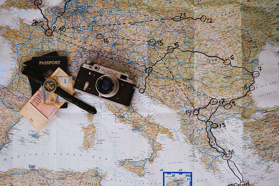 Euro Trip, Map, Camera, Travel, Wanderlust, Vintage, - Map Photography - HD Wallpaper 