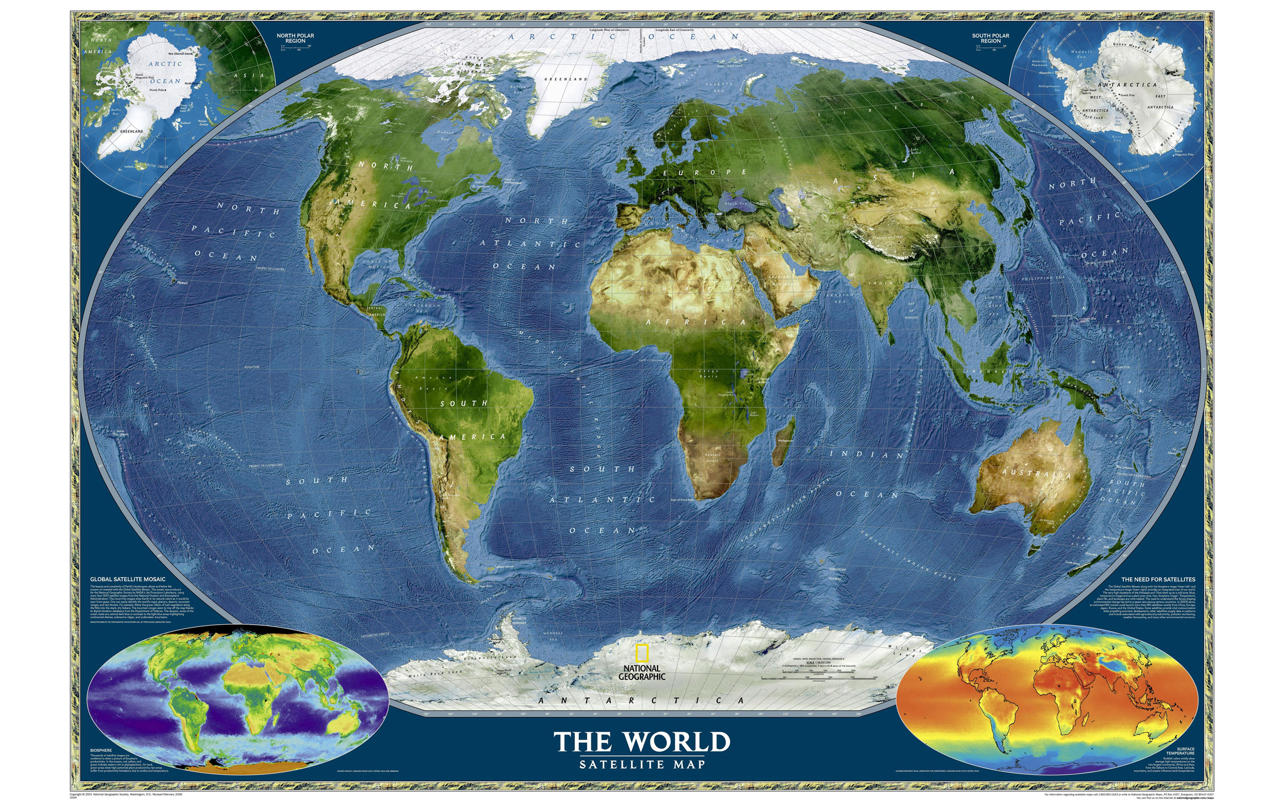 Large World Map - National Geographic Physical Map Of The World ...