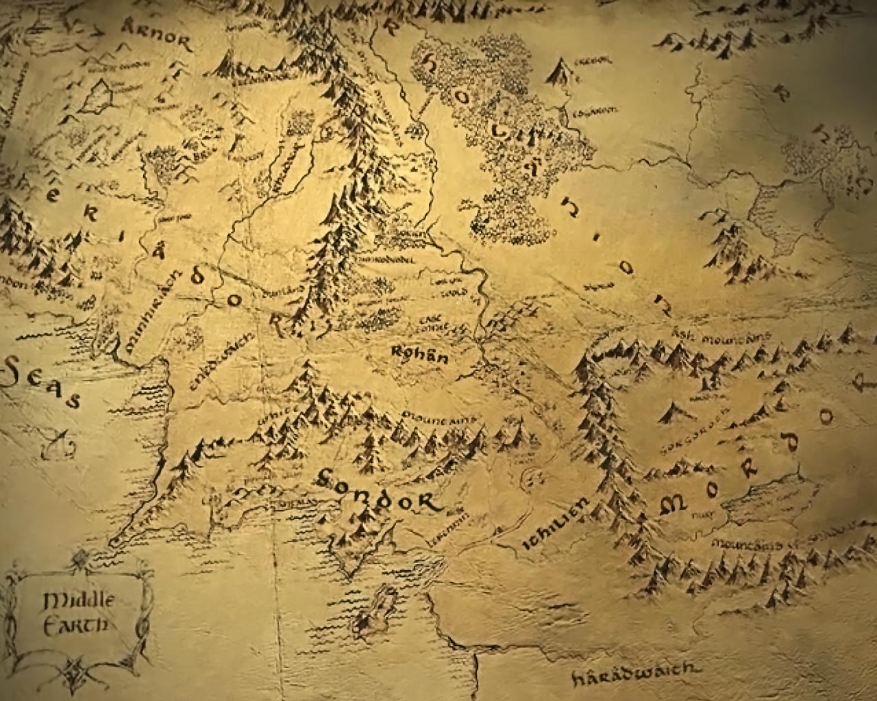Middle Earth Map - HD Wallpaper 