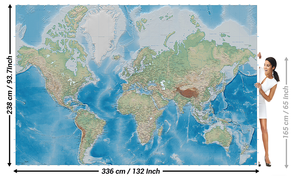 World Map Terrain - HD Wallpaper 