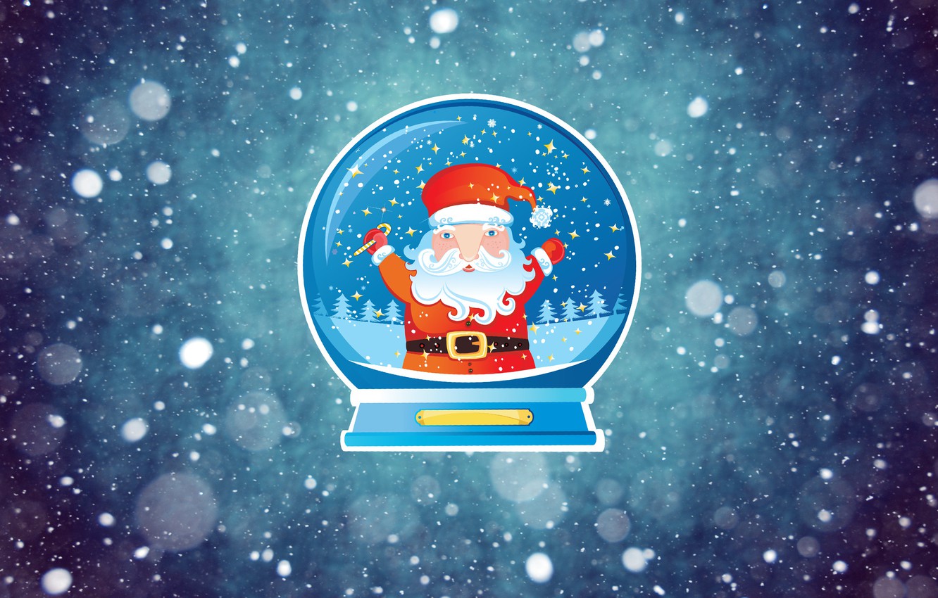 Photo Wallpaper Winter, Minimalism, Snow, Ball, Background, - Santa Claus - HD Wallpaper 