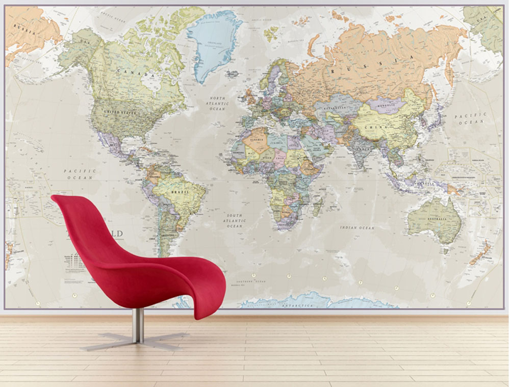 Giant World Wall Map - HD Wallpaper 