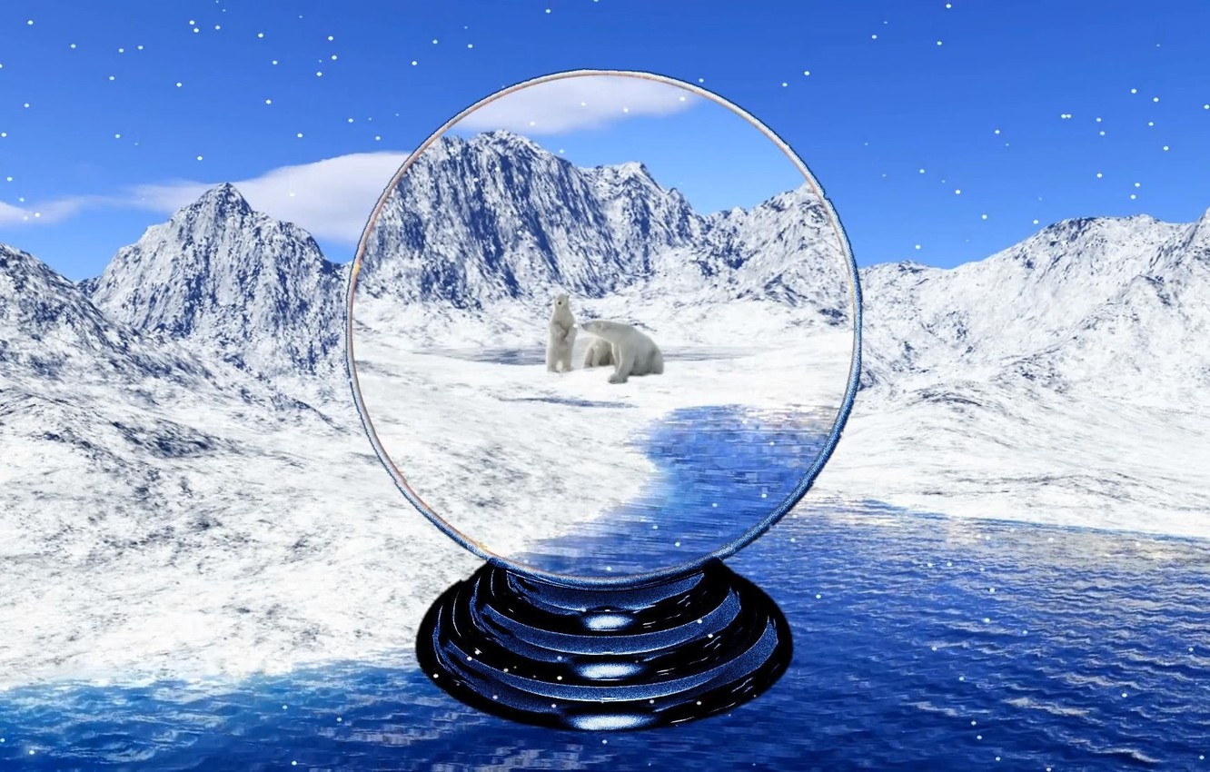 Photo Wallpaper Fantasy, River, Winter, Snow, Polar - Snow Globe - HD Wallpaper 